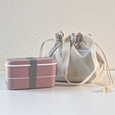 로우맨션 미니 도시락통 가방, 직사각형, 핑크, 1세트