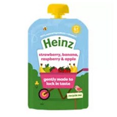 Heinz By Nature 하인즈 바이 네이처 아기 이유식 퓨레 딸기 바나나 라즈베리 사과 4개월 이상 100g 6팩, 6개