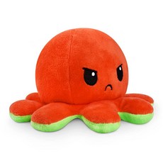 TeeTurtle | 감정 문어 플러쉬 양면 봉제인형 특허 디자인 스트레스 해소 핑크 + 아쿠아 아이스크림 말하지 않고도 기분을 표현해보세요! 1263705, 해피 그린 + 앵그리 레드