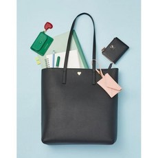 질스튜어트 JILLSTUART ACC 다이아하트 블랙 가죽 골드 하트로고 빅 쇼퍼백