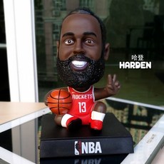 NBA 스타 제임스 커리 조던 메시 피규어 차내 액세서리 헤드뱅잉 피규어, 하든-(미끄럼 방지 매트)개