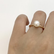  라헨느 14K 18K 담수 진주반지 빅사이즈 핑크골드 옐로우 여성 결혼식 알진주 금반지 