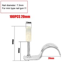 타정기 타정총 에어 타카 미니 스틸 네일 건 수동 리벳 건 직경 7.3mm 벽 화재, 100개 20mm