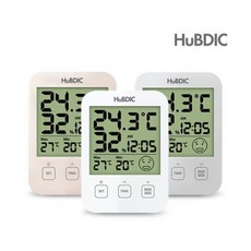 휴비딕 디지털 온습도계 HT-7 시계 아이콘 표시, 화이트, 1개