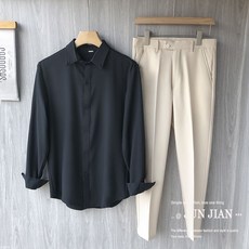 정장 세트 캐주얼 셔츠 팬츠 남성 가을 고등학생 대학 패션 오피스룩
