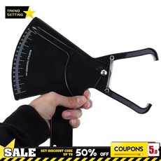 체지방 캘리퍼스 체중 감소 측정 피부 주름 지방 측정기 체중 감소 체지방 측정 테스터 피트니스 미용 건강 관리 도구, 검은색