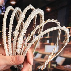 새로운 디자인 큰 진주 헤어 밴드 수제 여자 헤어 액세서리 우아한 여성 머리띠 웨딩 파티 신부 헤어 후프 머리 장식|여성 헤어 액세서리|