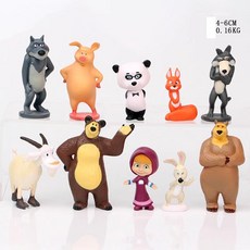 10 개/대 애니메이션 마샤와 곰 액션 피규어 컬렉션 모델 인형 장난감 장식 어린이 크리스마스 선물, 02 10Pcs style2