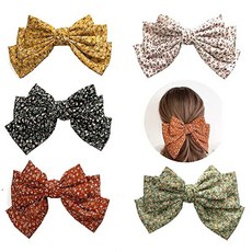 Large 8 Inch Chiffon Partysu Hair Bow Clips Little Flowers Printed Big Bowknot Barrettes Hair Access, floral B
