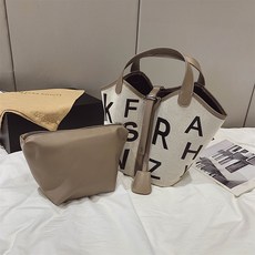 프랑스 보이핏 볼륨 여성 트렌드 스타일리시 캔버스 인싸템 심플 버켓백