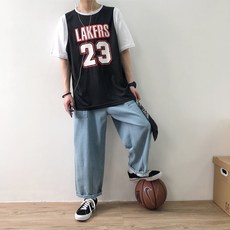 제임스 운동복 NBA 농구복 트렌드 힙합 페이크 학생 와이드 루즈핏 커플