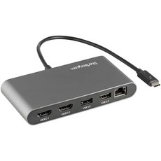 StarTech.com 썬더볼트 3 미니 도크 - 휴대용 듀얼 모니터 HDMI 4K 60Hz 포함 - USB-A 허브 2개(3.2/2.0) GbE - 28cm 케이블 - TB3, 2x HDMI + USB Ethernet