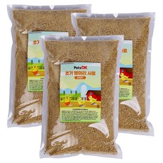 PetsOK 초기 병아리 메추리 사료 6주령 이하 미니메추리 닭사료 먹이 1단계, 3개, 1kg