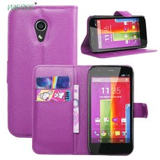 모토로라 moto g 2 세대 2014 용 지갑 플립 가죽 케이스 moto g2 g + 1 용 듀얼 sim lte 폰 가죽 백 커버 케이스 스탠드>, 1개, LZ RD MT G2^0