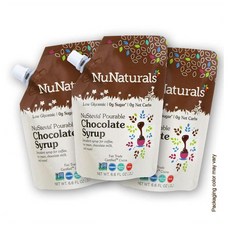 NuNaturals Chocolate Syrup 누내추럴스 초콜릿 시럽 천연 식물성 감미료 무설탕 200ml 3팩