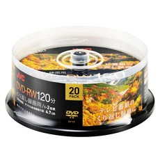 빅터(VICTOR) JVC 반복 녹화용 DVD-RW 120분 1-2배속 20장 화이트 디스크 VHW12NP20SC2, 1개