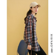 쇼핑투데이 여성 루즈핏 컬러풀 그리드 베이직 배색 체크 남방