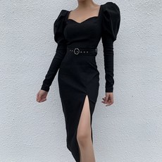 위파인더 2019 슬림 허리띠 드레스 여자 가을 92344 공장 직거래 새로운 낮은 칼라 높은 포크 긴 치마