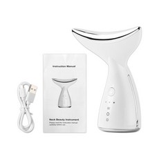 목 얼굴 리프팅 3 색 LED 광자 치료 가열 미세 전류 EMS 진동 V 라인 턱 슬리머 주름 방지 마사지기, [03] white no box