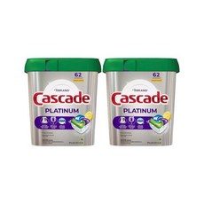 2개 Cascade 캐스케이드 cascade 레몬 향 플래티넘 액션팩 식기 세척기 세제 34.5 oz 62개입 총 124개입 136351