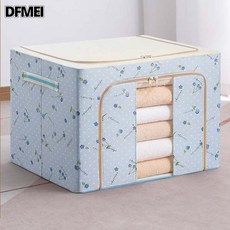 DFMEI 의류수납함 가정용수납 접이식 패브릭 방수옷장입 이사정리함 F2, 블루체리[싱글윈도-더블도어], 24L[39*29*20cm], 1개