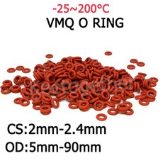 오링 o-ring 10개 CS 2mm-2.4mm 레드 실리콘 VMQ O-링 가스 켓 식품 학년 씰링 링 방수 및 절연 OD 5 ~ 90mm, OD 72mm, Red, 2.4mm(10Pcs)