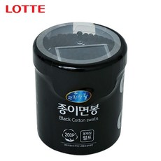 [랜덤마트]롯데 편한생활 종이면봉 블랙 위생면봉검정면봉순면면봉종이면봉블랙면봉, 단일
