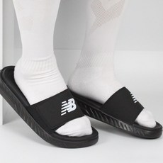 뉴발란스 슬리퍼 남녀공용 찍찍이 스트랩 슬라이드 학생 사무실 슬리퍼 쿠셔닝 푹신한 베이직 블랙 신발
