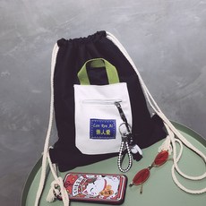보드가방 주머니 스트링 백팩 남녀 초등학생 책가방 가엽고편리한 운동 심플 복습 학원가방, T08-폭력곰 블랙 스트링 치수 높이 35넓이 31센티미터