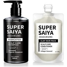 일본직발송 6. SUPERSAIYA 슈퍼 사이어 아미노산 샴푸 500ML 컨디셔너 150G 세트 남성 두개골 비 실리콘, 1개