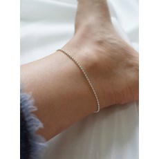 다주드 / 실버 볼 체인 군번줄 은 발찌 18~25cm
