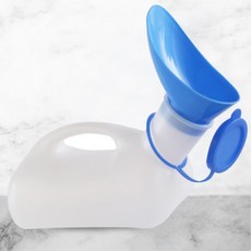 흘림방지 노인 병원 어르신 소변통 병실 요강 노인용, 화이트 블루, 1개