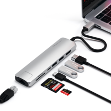 사테치 USB C타입 7in1 알루미늄 슬림 맥북 멀티 허브 이더넷 어댑터