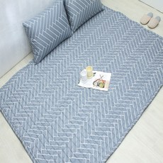 부드럽고 위생적인 거실 면 침대 패드 겸 카페트, 150X200 패드Q 사이즈, 헤링본, 그레이