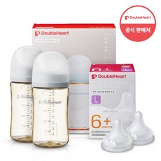 더블하트 모유실감 3세대 PPSU 모먼트 트윈팩 240ml+젖꼭지(2입)