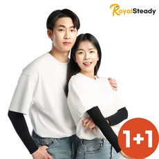 로열스테디 슬림핏 UV 자외선차단 쿨토시, 2세트, 블랙+블랙