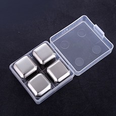 바 바텐더 도구 304 스테인레스 스틸 스 큐브 금속 급속 냉동 스 큐브 맥주 위스키 스테인레스 스틸 스 큐브, 4개