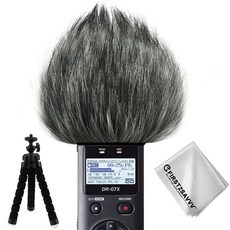 야외 휴대용 디지털 레코더 모피 마이크 마이크 앞 유리 바람 머프 forTascam DR07X DR07MKII DR07 + 미니 삼각대, 색깔1, 하나