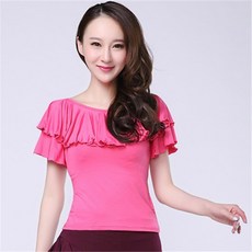 모던 라인댄스복 줌바 사교 스포츠 댄스상의 라틴 방송 댄스옷, 자주색, XL