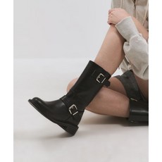 SALT AND CHOCOLATE 라운드 토 라이딩 버클 미들부츠 412246022 (4cm/1colors)