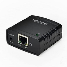 [독일] WAVLINK Print server (printer server) 10/100Mbps Ethernet to USB 2.0 network LPR print server, Black