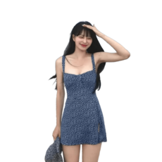 원피수영복 스윔웨어 여행수영복 플라워 귀여운, M, 핑크