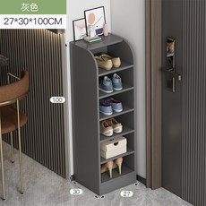 신발 정리대 현관 실내화 7단 업소용 다층 진열함 신발정리대 양면 스탠드 슈즈렉 보관함, 그레이-27x30x100cm 두꺼운 판재!