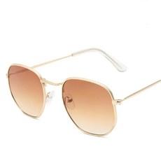 선글라스 여성 미러 레트로 태양 안경 럭셔리 빈티지 블랙 Oculos UV400 AC 스퀘어 유리, Gold brown, 1개