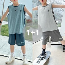 지디오 주니어 남아 쿨링 나시 반바지 투피스 1+1 여름 민소매 밴딩 팬츠 메쉬 2종 상하세트