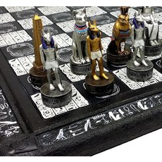 HPL 이집트 아누비스 체스 세트 골드 & 실버 페인트 남성용 40.6cm 상형 문자 보드 포함 286162