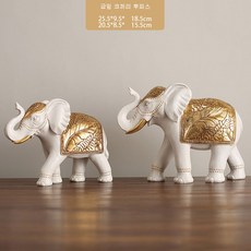 MBH 돈들어오는 골드 코끼리 풍수 인테리어 장식품 장식소품 집들이선물 개업선물, 금잎 코끼리 투피스
