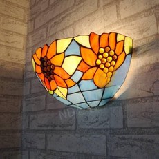 복고풍 엔틱 레스토랑 자개 벽램프 계단 로비 통로 팬모양, G. 파란색 배경에 해바라기