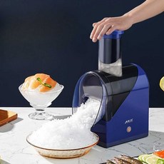 얼음가는 가정용 빙수기계 자동빙삭기 눈꽃빙수 분쇄기 상품 슬러시 각얼음 우유 팥, 1개, 상세페이지 참고, 1. 블루 가정용 모델