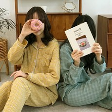 올썸 스콘 체크파자마 커플잠옷 D093 투피스 홈웨어